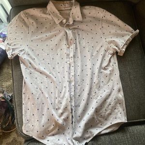 Zara man slim fit blue button up short sleeve shirt